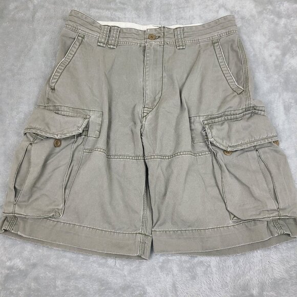 Vintage Polo Ralph‎ Lauren Cargo Shorts Mens 32 Utility Grey 90's Logo Grunge - Picture 1 of 10